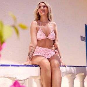 Knix birds papaya ruffle string bikini top